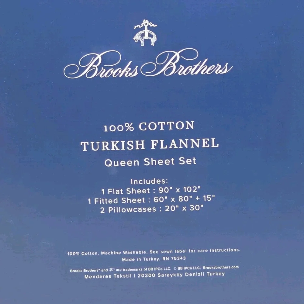 Brooks Brothers Queen Size 4pc‎ Turkish Cotton Flannel Sheet Set Ivory